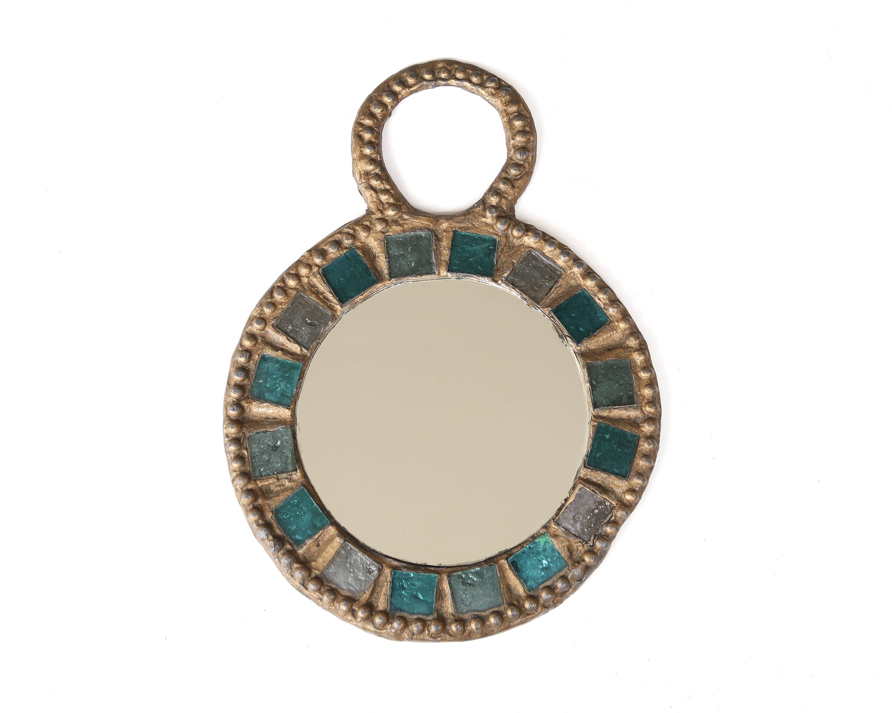 Lead and blue glass mirror by Irena Jaworska, 1960s