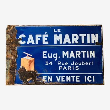 Enamelled plaque le café Martin