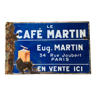 Enamelled plaque le café Martin