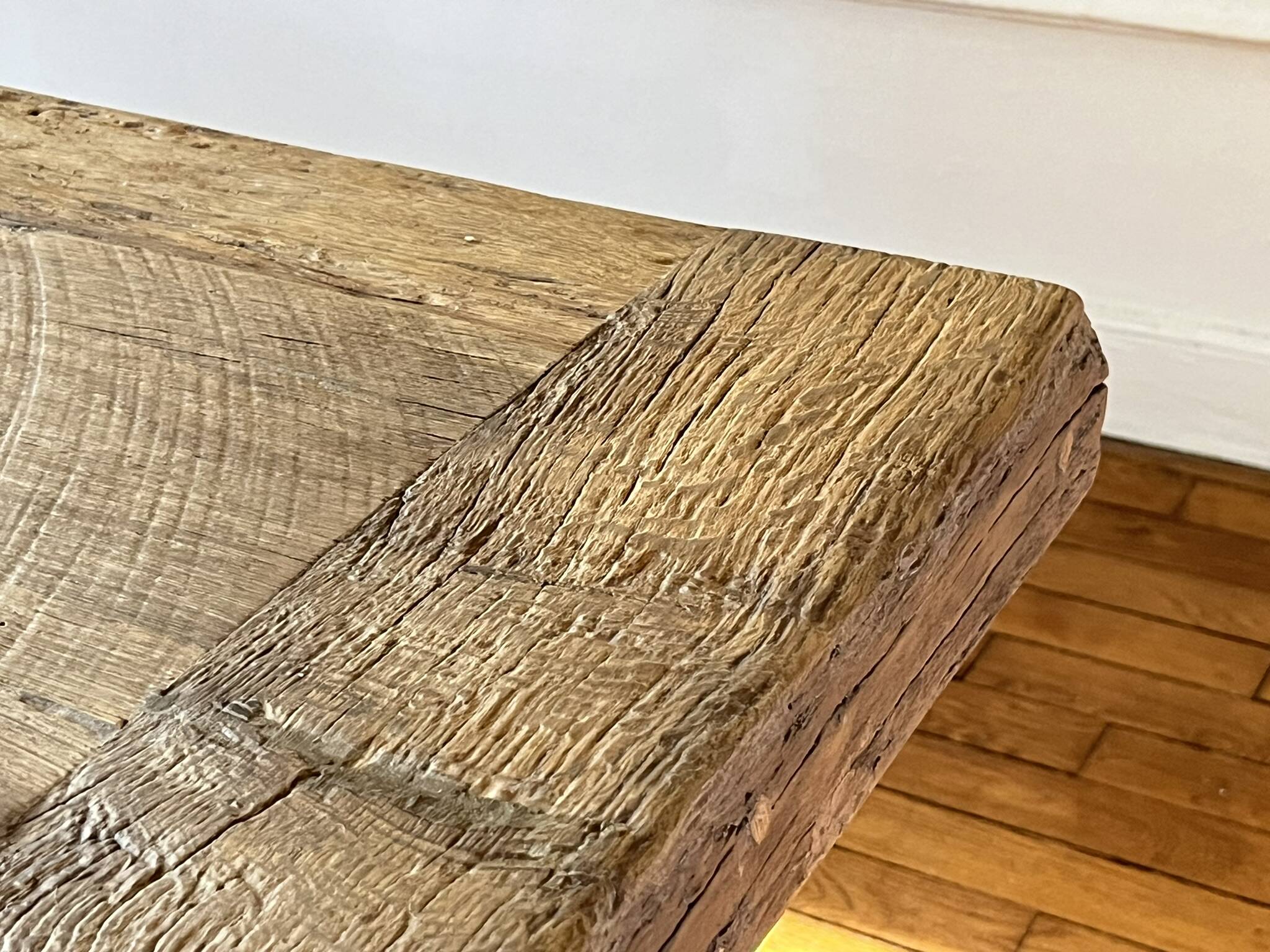 Antique solid oak farmhouse table with star legs - length 200 cm