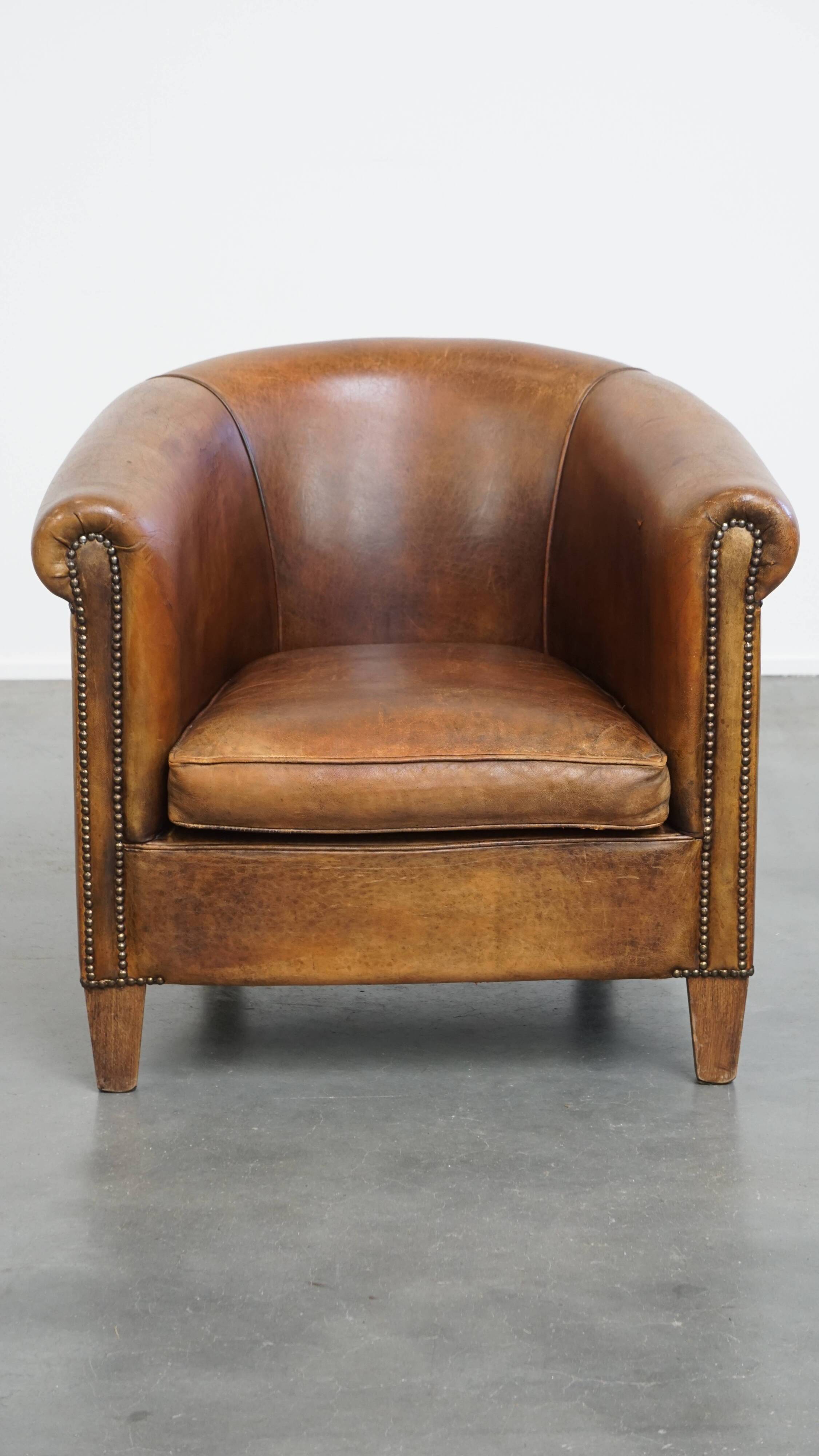 Vintage Sheepskin Leather Club Chair