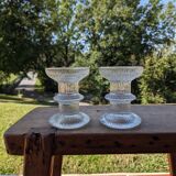 Pair of Luminarc candlesticks in chiseled glass.