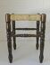 Vintage rustic stool, wooden ottoman footstool, wicker bench from the 1960