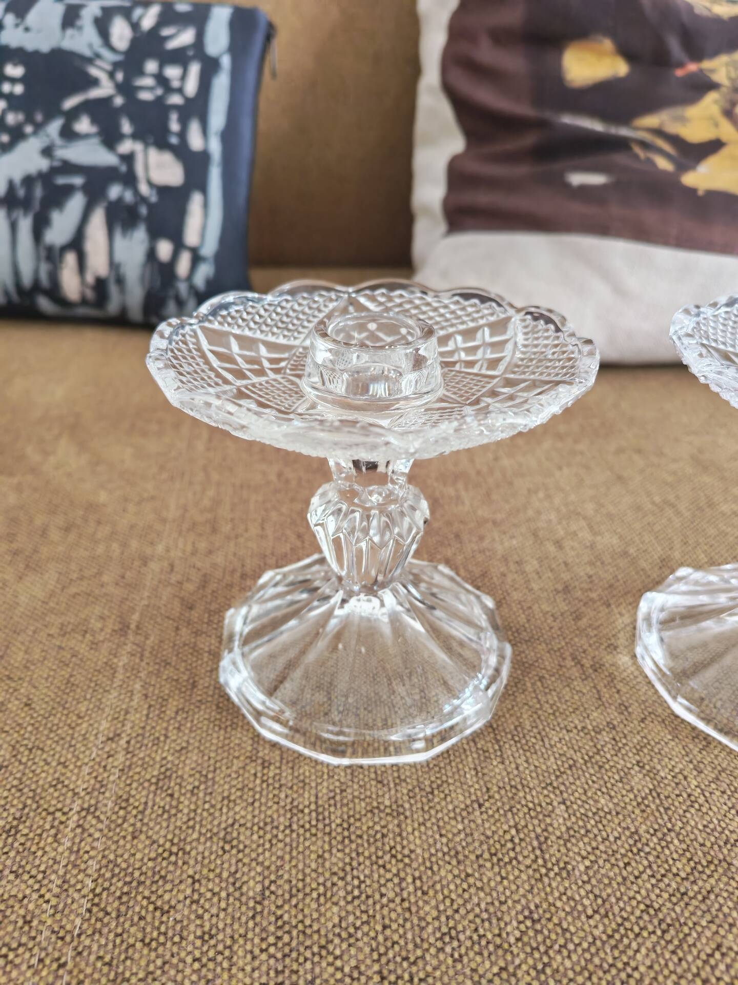 Set of 2 vintage crystal candle holders