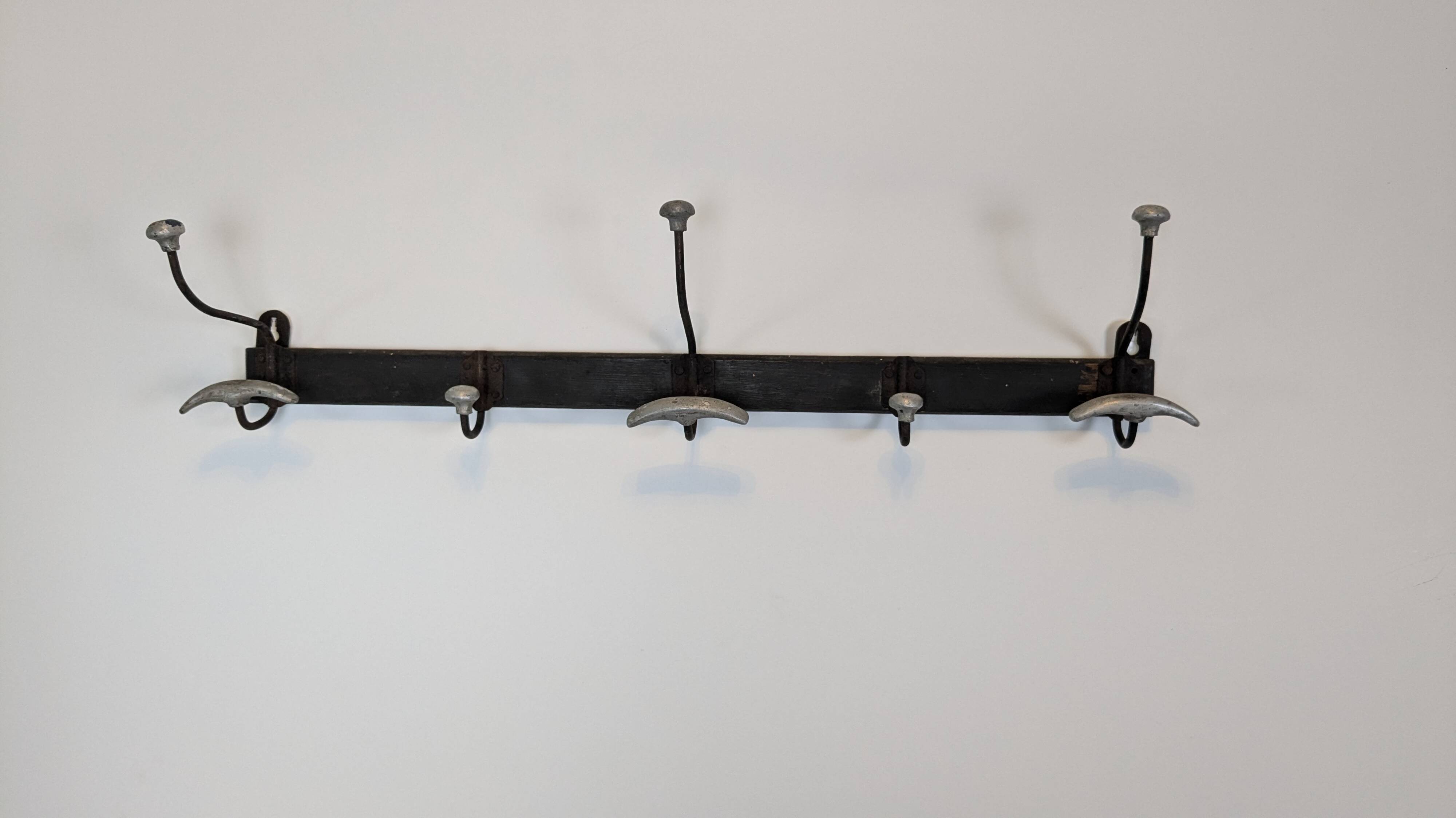 Ancienne patère triple bois et métal