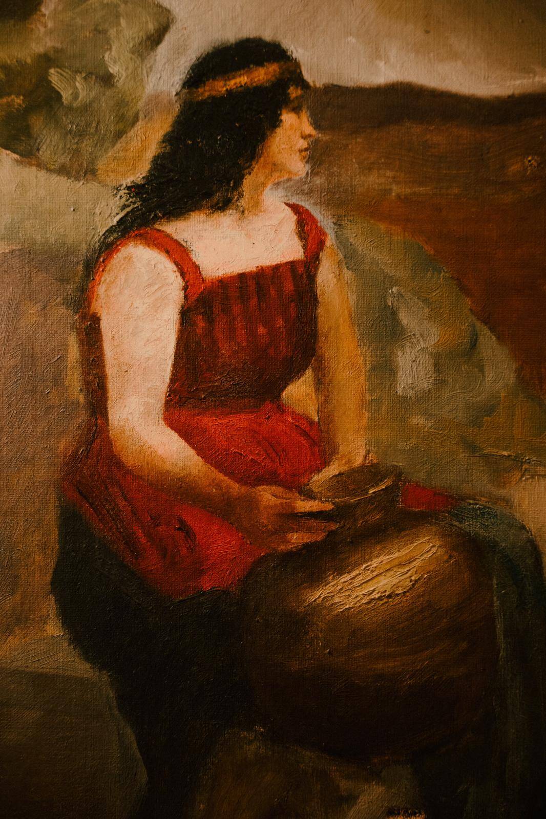 20th century painting - Woman at the fountain