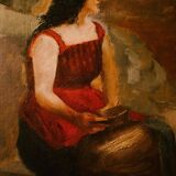 Tableau du XXe siècle - Femme à la fontaine