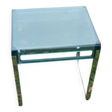 Table d’appoint vintage en plexiglas bleu et acier – Marc Berthier pour Prisunic
