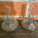 Pair of Vintage Moulded Glass Wine Decanters
