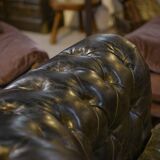 Chesterfield 3-seater sofa in black leather