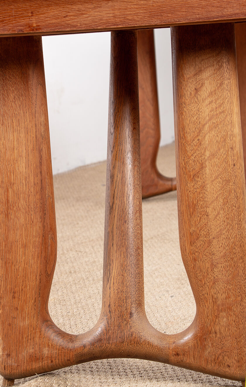 Large extendable dining table, 320 cm, in oak, Guillerme and Chambron.