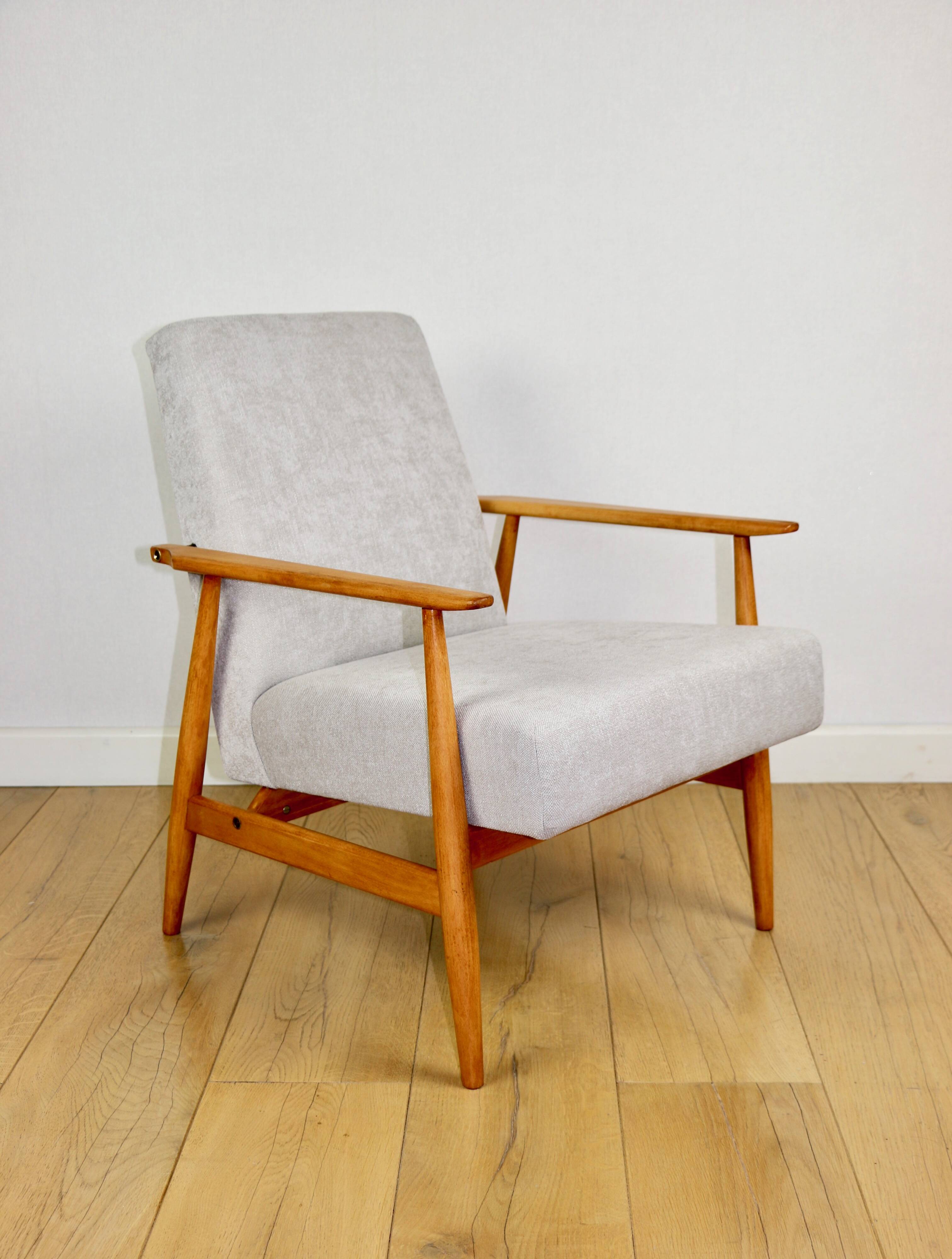 Armchair 'Lis', 1970s, beige light wood, design by Henryk Lis