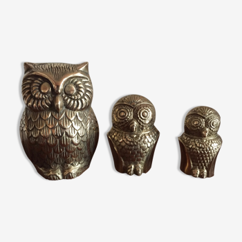 Family of owls owls brass