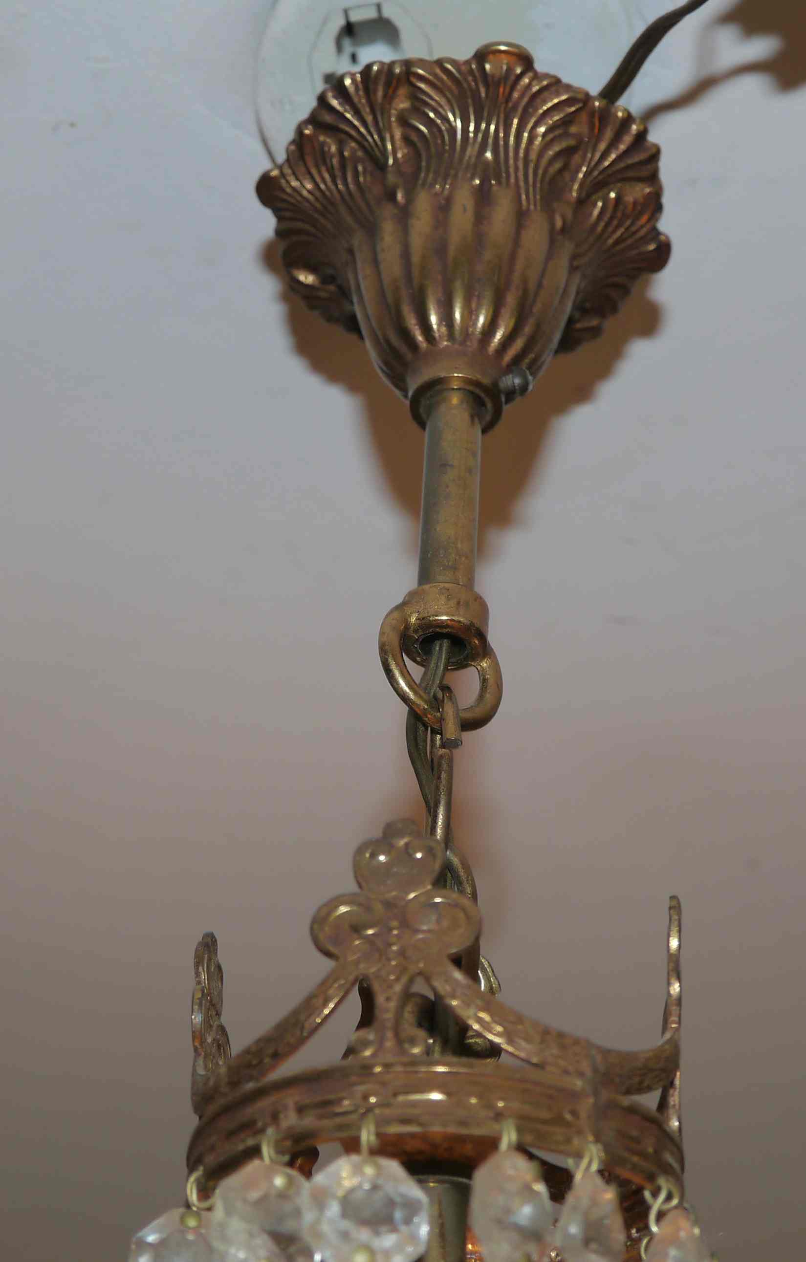 Suspension chandelier with metal and glass grapevines manufactured 60's / 70's