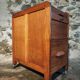 Vintage French oak office rolling cabinet with tambour door, 1950s.