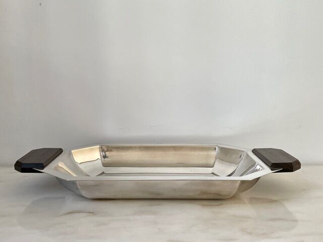 Art Deco silver metal bread basket