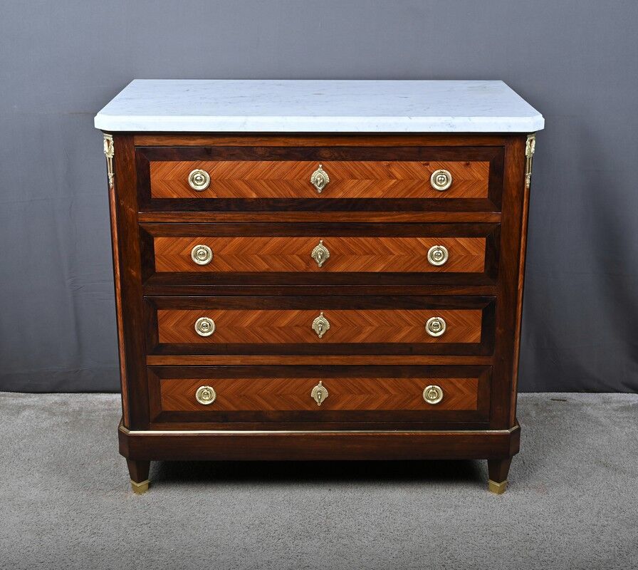 Rosewood and rosewood marquetry commode, Louis XVI style – late 19th century