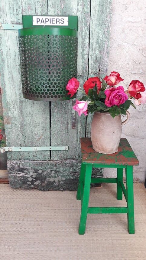 Green wooden stool