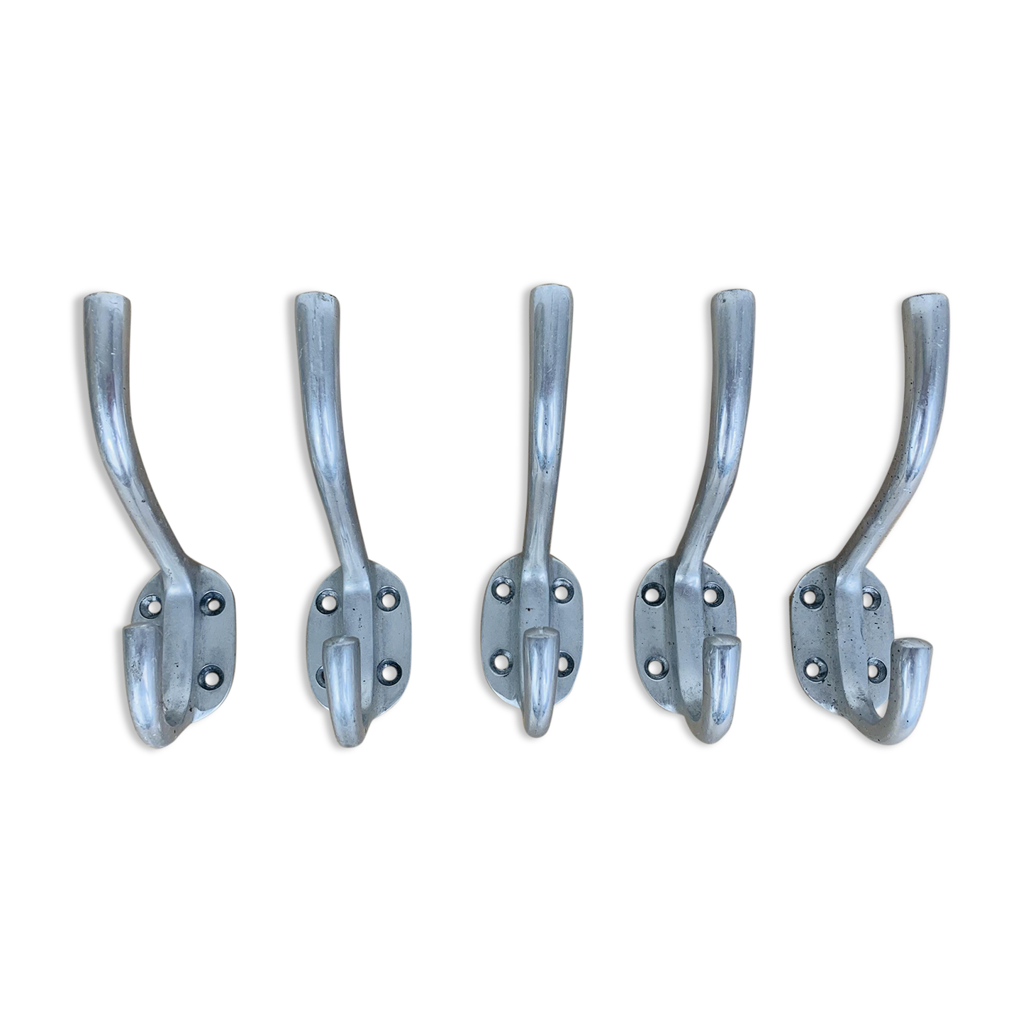 5 vintage aluminum hooks