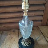 Bedside desk lamp glass molded diamond spikes marble base dp 1022234