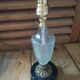 Bedside desk lamp glass molded diamond spikes marble base dp 1022234