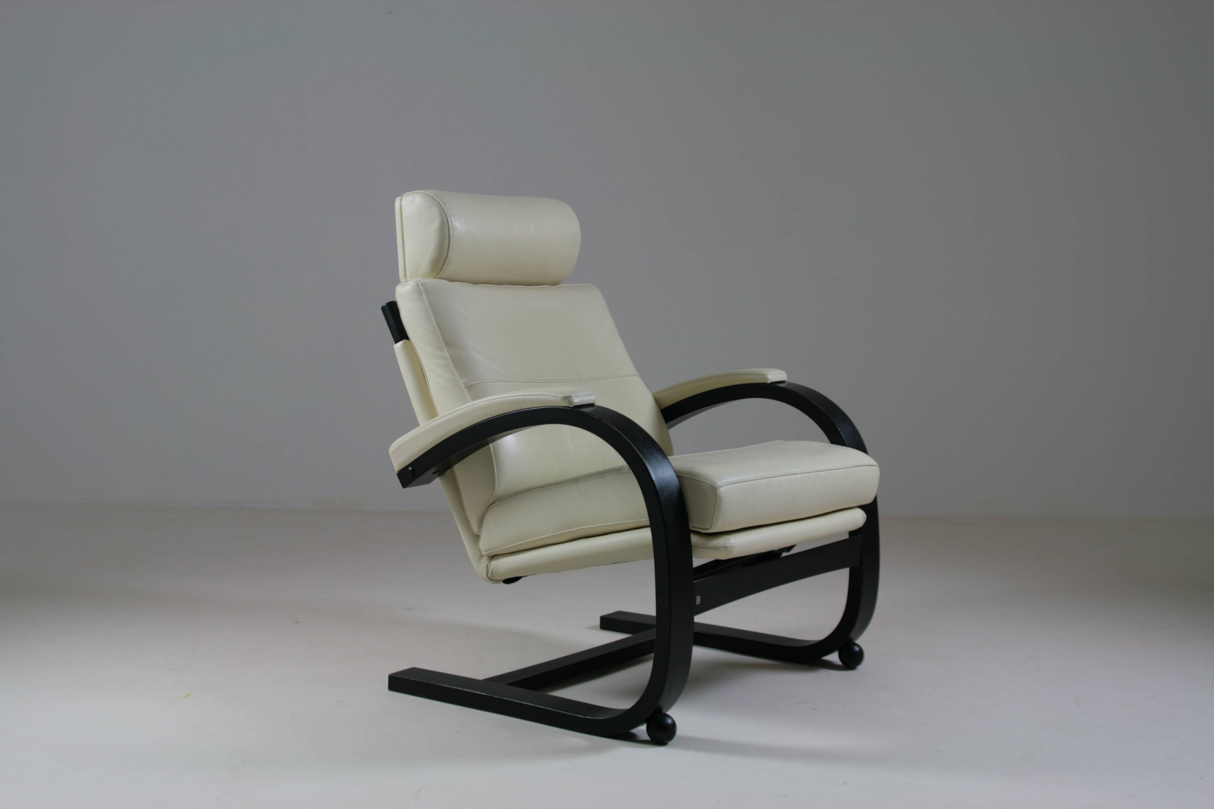 Fauteuil suédois inclinable en cuir nelo par åke fribyter