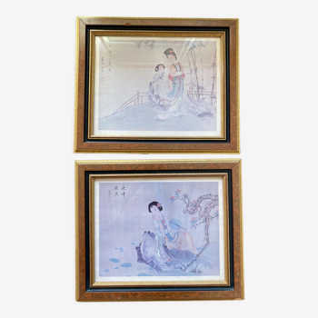 Two Japanese prints reproductions on paper 70s