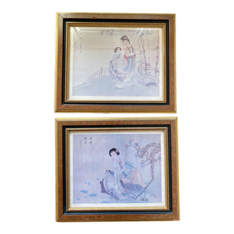 Two Japanese prints reproductions on paper 70s