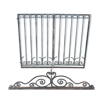 Portail ancien grille 2 battant en fer forgé dim L 176 cm x H 137 cm