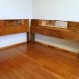 Cozy walnut bramble headboard for bed 140 x 190, from 1950