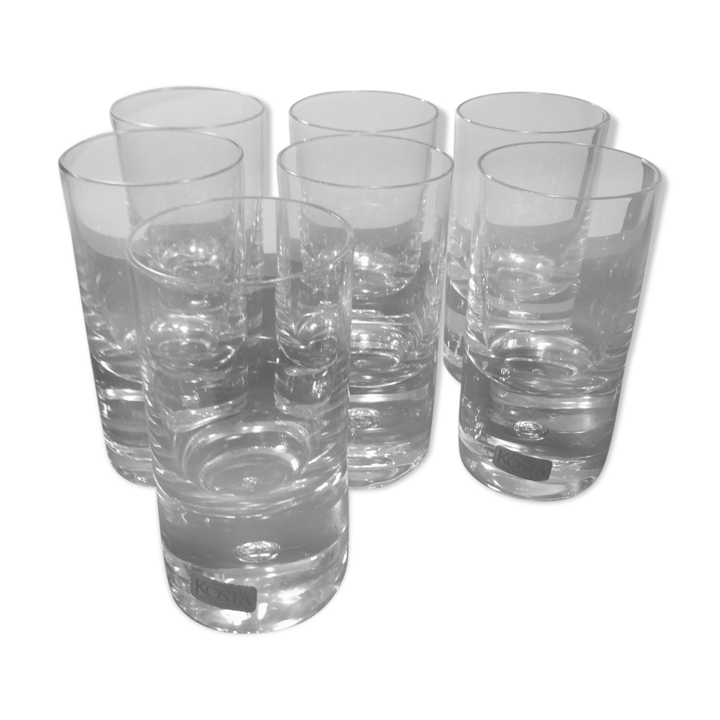 Series of 7 glasses Kosta Boda by Walter Hickman 70s