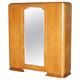 Armoire triple banque Art Déco en érable burr avec porte miroir, circa 1920