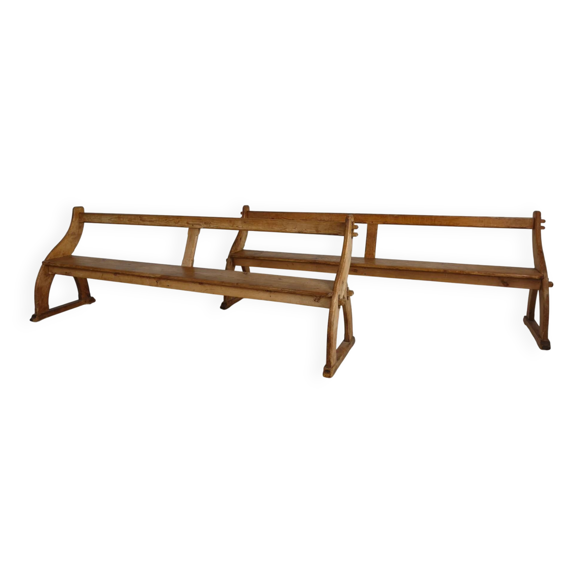 Victorian pitch pine school benches – circa 1900, England