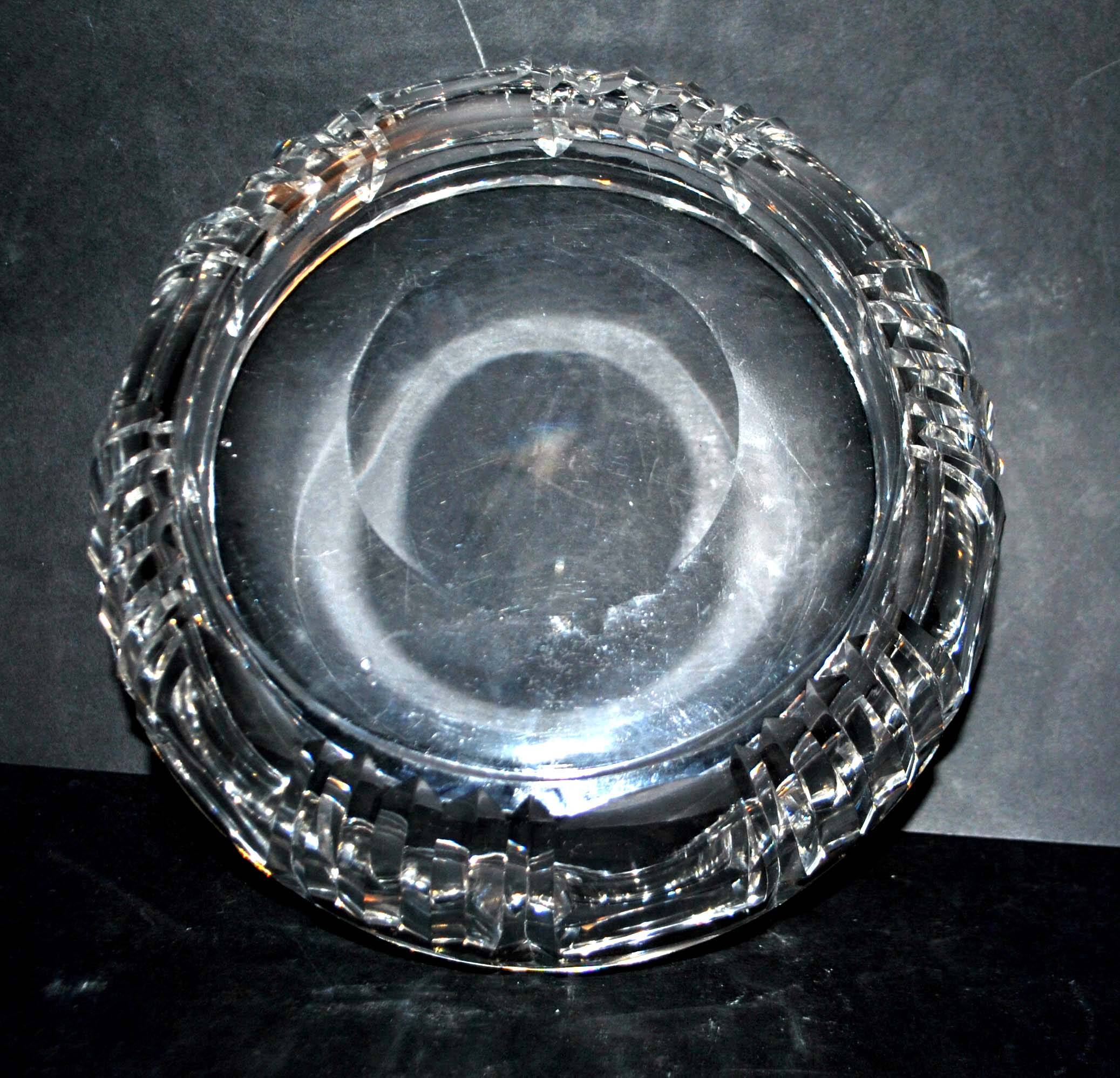Salad bowl cut in art deco cut crystal beveled geometric decoration 20cm