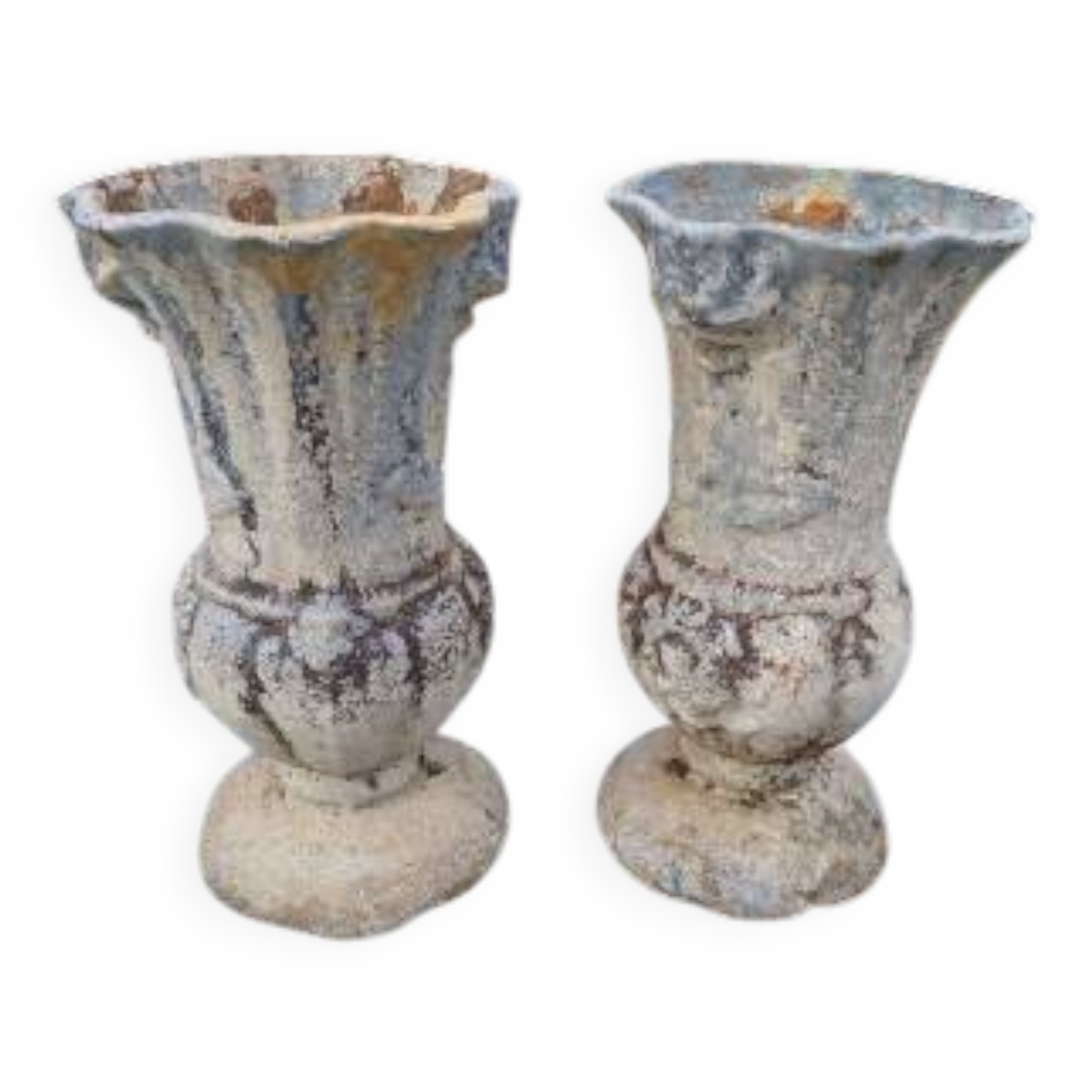 Pair of cast iron vases from 1900 from Charleville-Mézières
