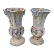Pair of cast iron vases from 1900 from Charleville-Mézières