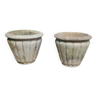 Reconstituted stone pots with Art-Deco decor - mid. 20th century