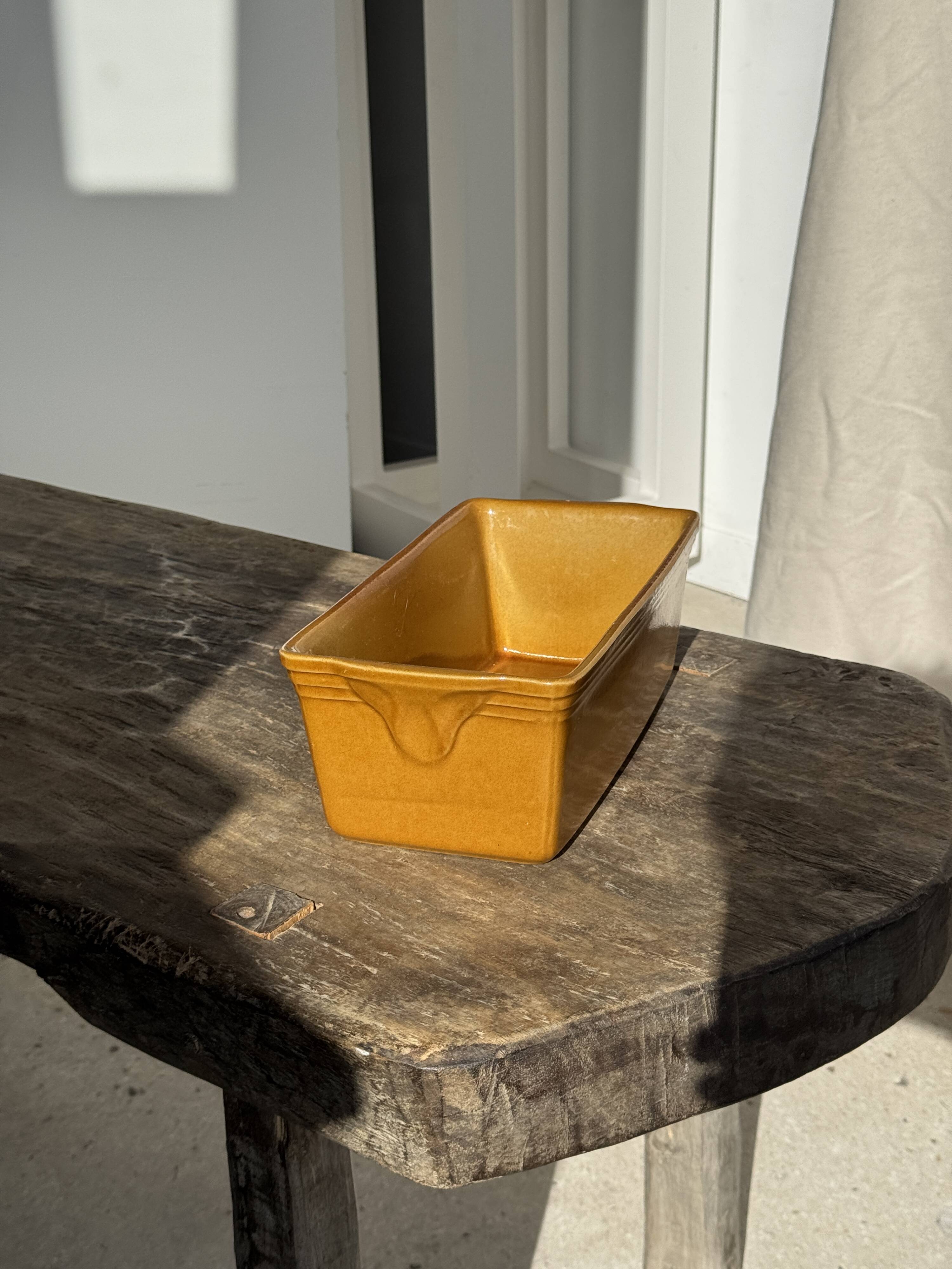 Large ceramic terrine dish in honey and caramel colour H10 L29