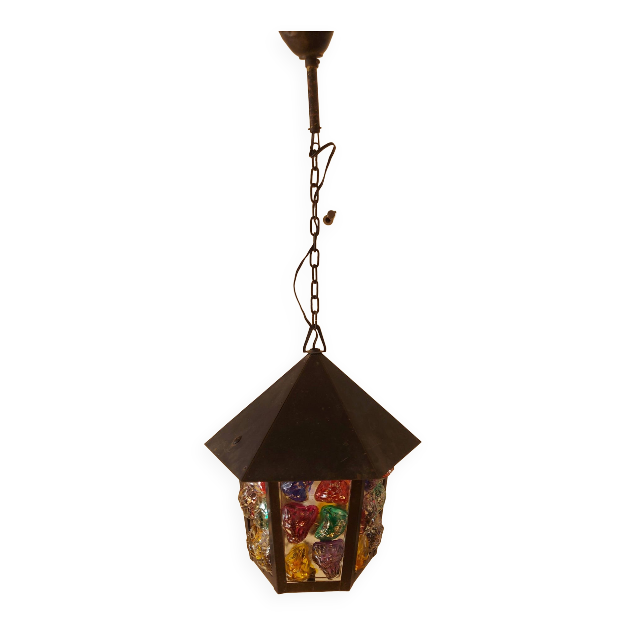 Pendant light, stained glass vestibule lantern