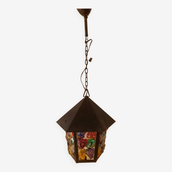 Pendant light, stained glass vestibule lantern