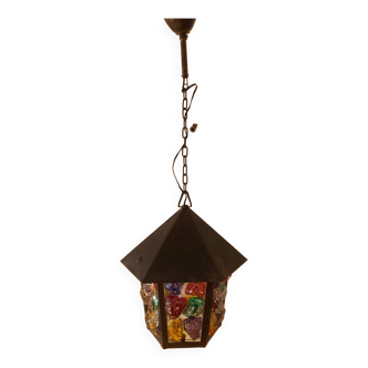 Pendant light, stained glass vestibule lantern