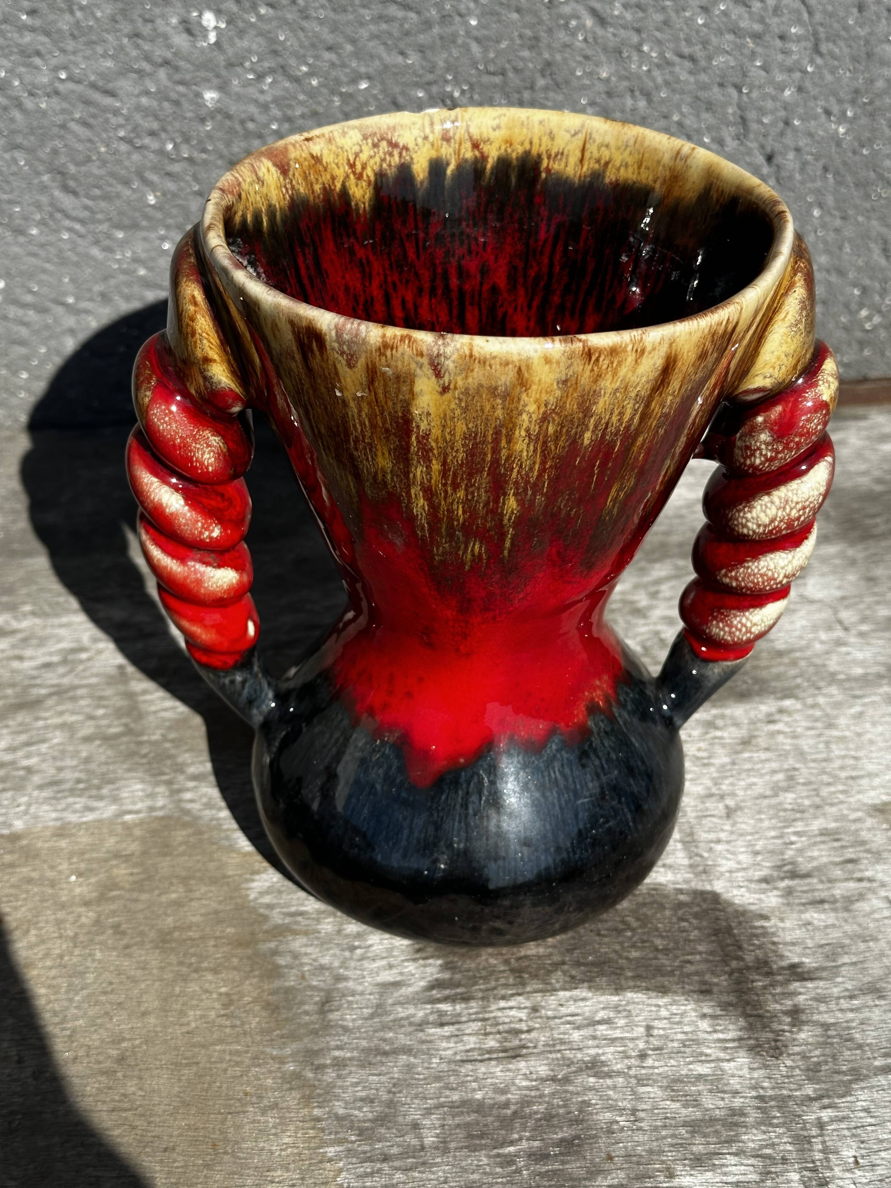 Vintage ceramic vase from Vallauris, signed JAC