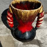 Vintage ceramic vase from Vallauris, signed JAC