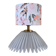 Lampe à poser, pied en verre et abat-jour fleuri