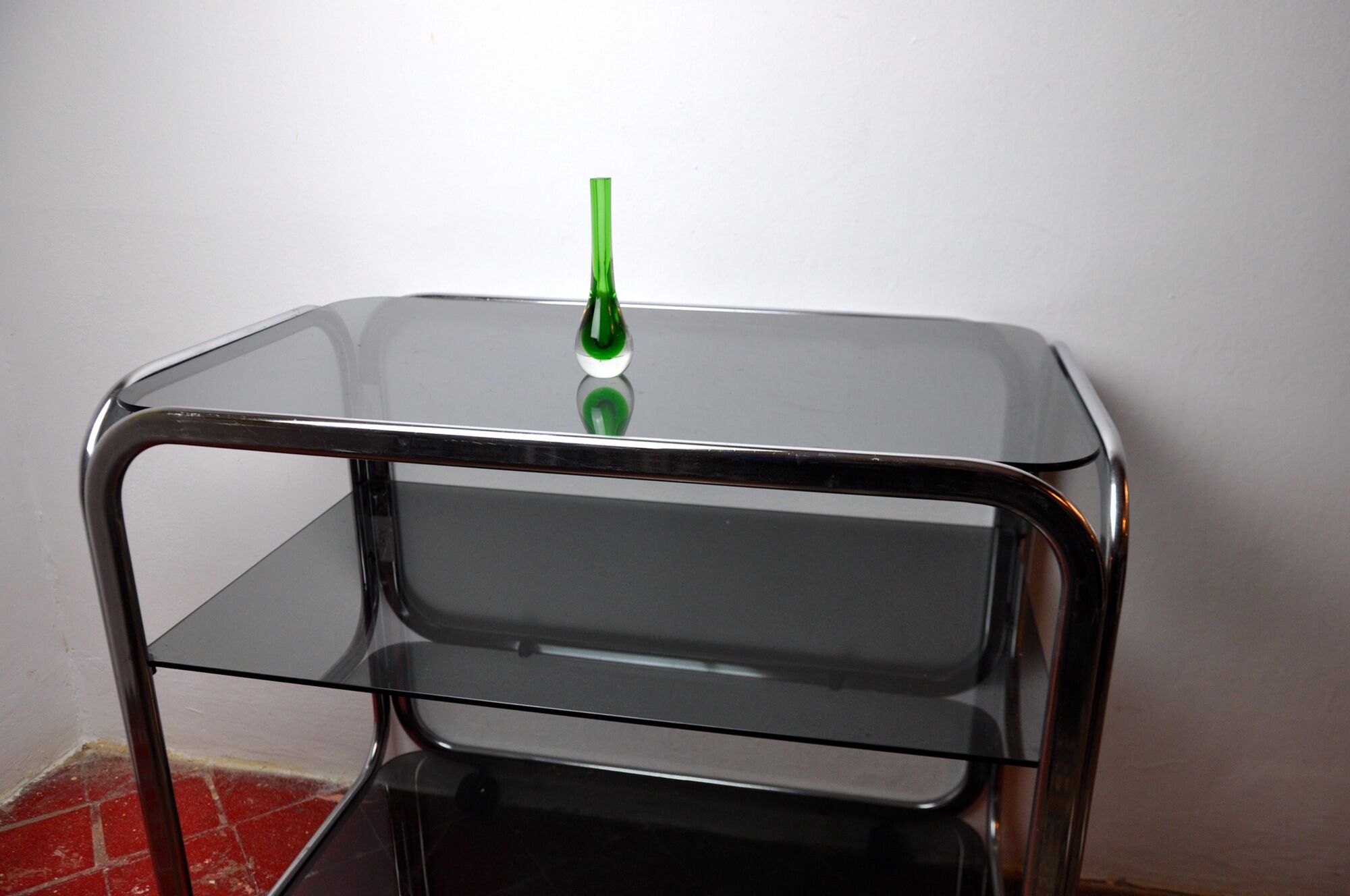 Green soliflor sommerso vase by seguso, murano, italy, 1970