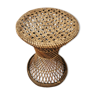 Diabolo tamtam stool in vintage buri rattan
