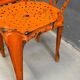 Set of four industrial metal dining chairs by Joseph Mathieu, painted steel, 1920s, France