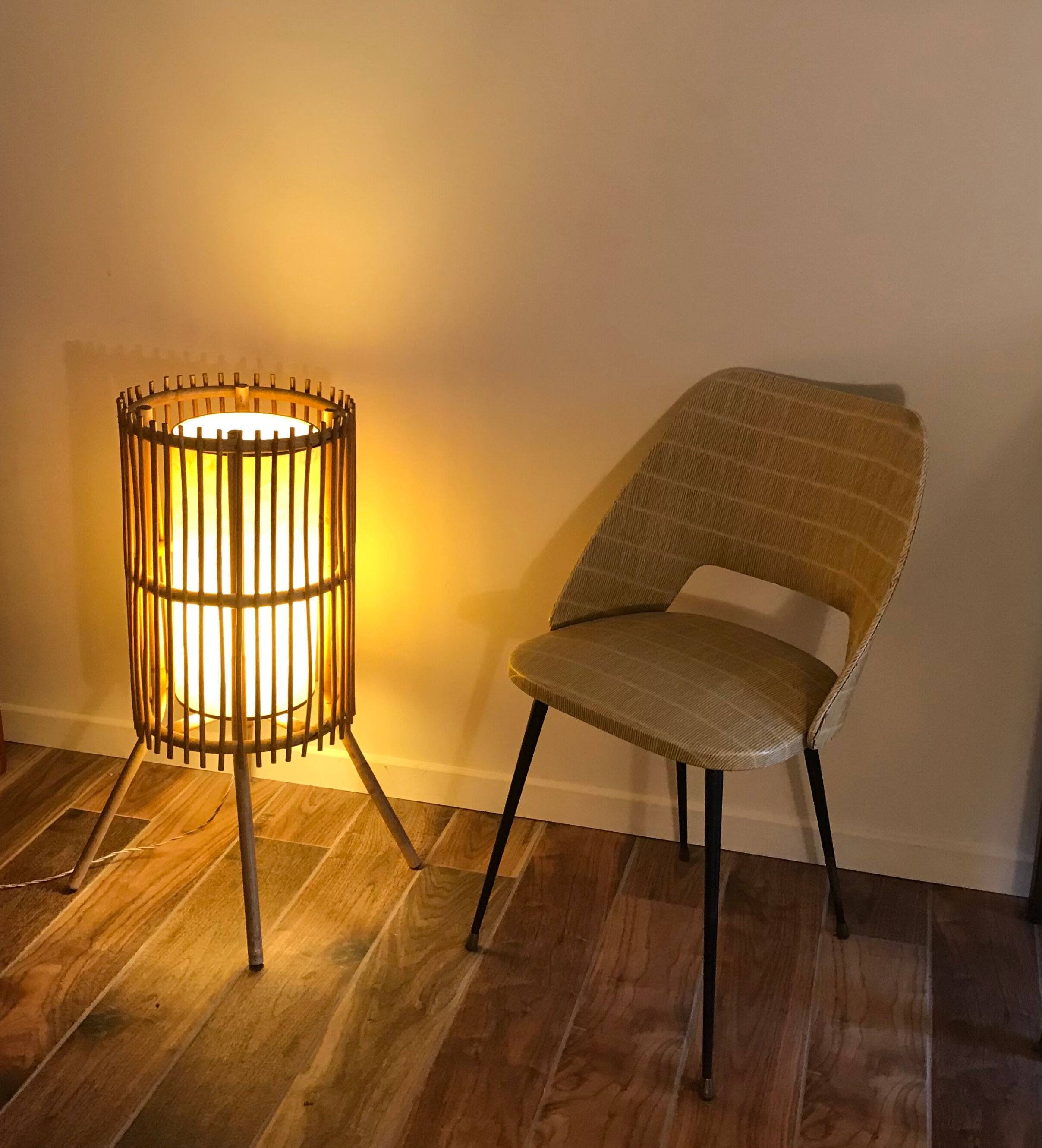Rattan floor lamp 50s/60s