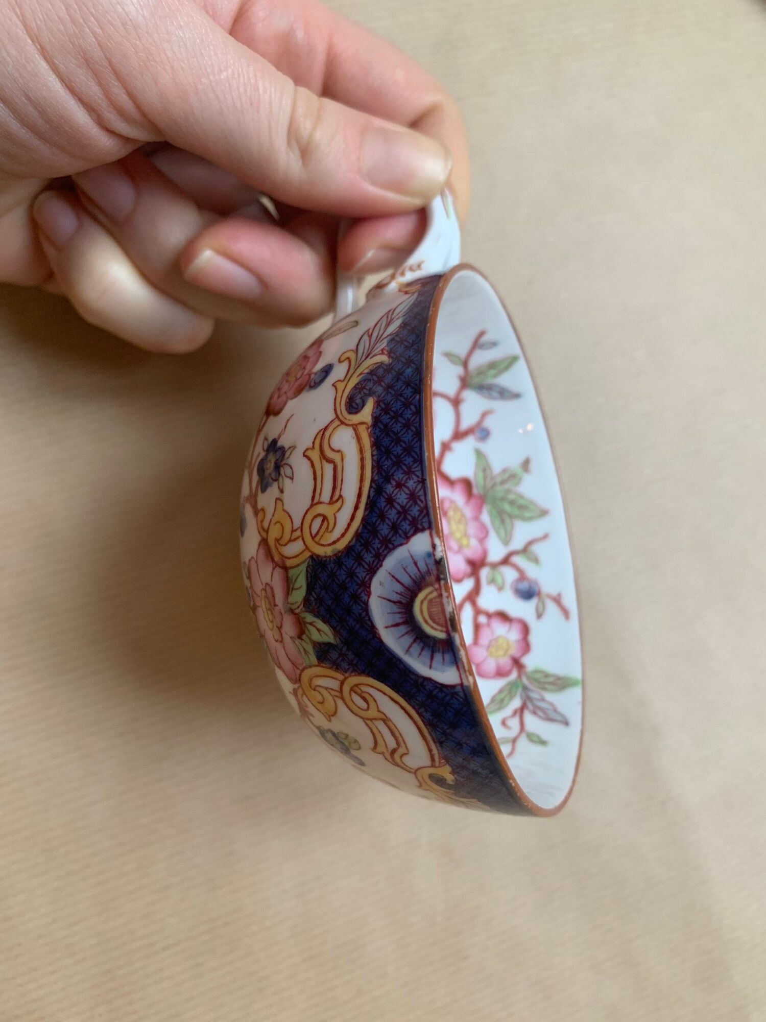 1 cup and two Sarreguemines porcelain saucers