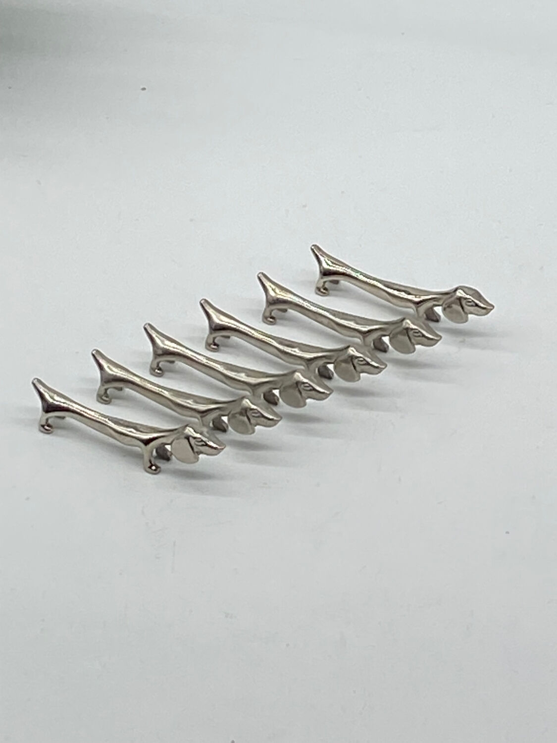 Knife holder, dog/dachshund, silver metal, vintage